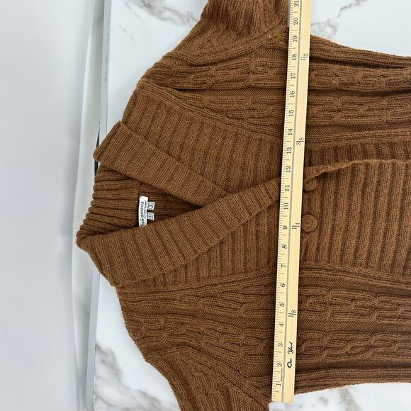 Indigenous One Weave Womens S 100% alpaca Cardigan Sweater Brown Cable Knit Boho - Picture 10 of 11